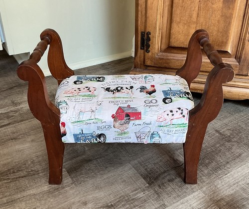 Vintage wooden footstool - vintage,